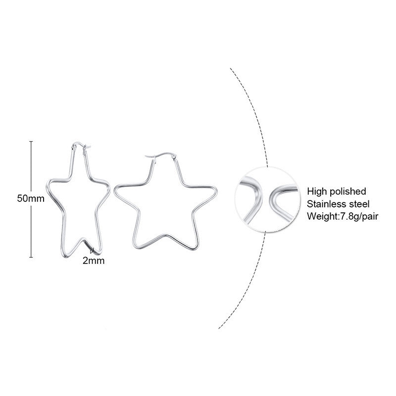 Exaggerated Five-pointed Star Titanium Steel Simple Earrings