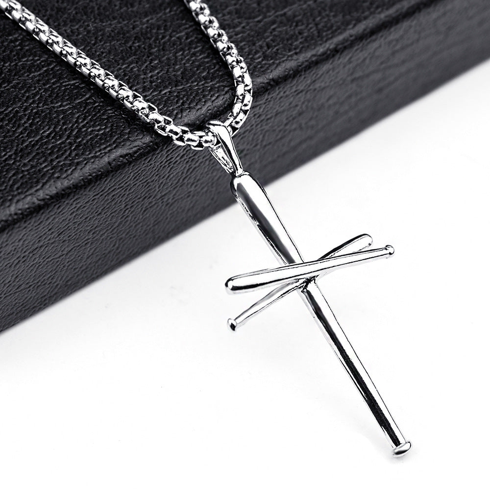 Men's Stainless Steel Hip Hop Cool Cross Trendy Clavicle Necklaces