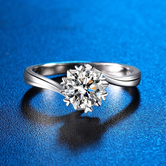 Women's Moissanite Classic Six Claw Karat Sterling Rings