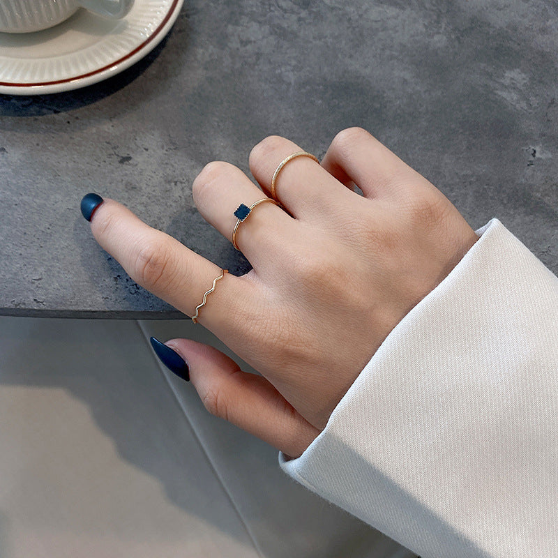 Female Cold Wind Design Knuckle Black Zircon Index Rings