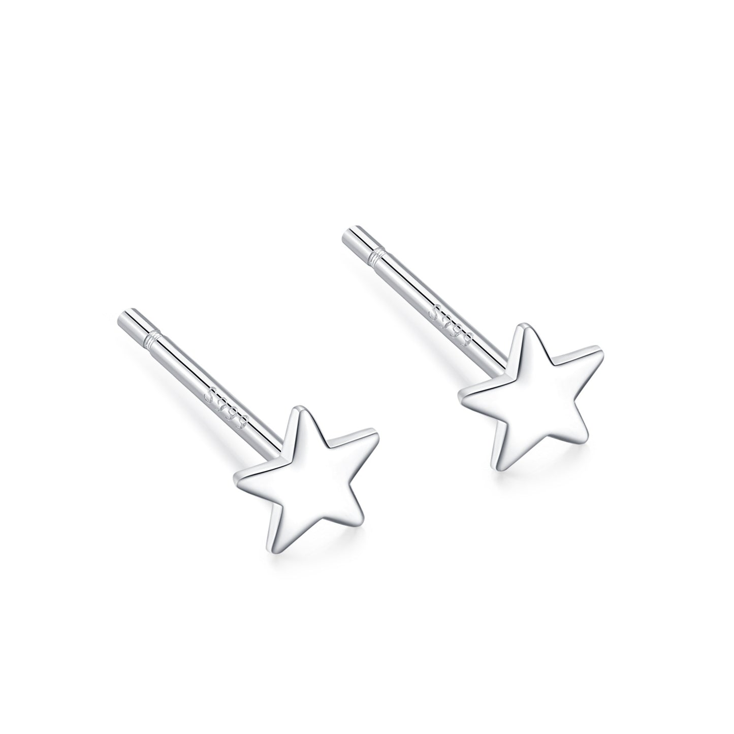 Women's Sterling Sier Simple Small Star Moon Mori Earrings