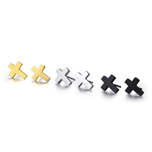 Men's Stainless Steel Popular Ornament Cross Colors Earrings
