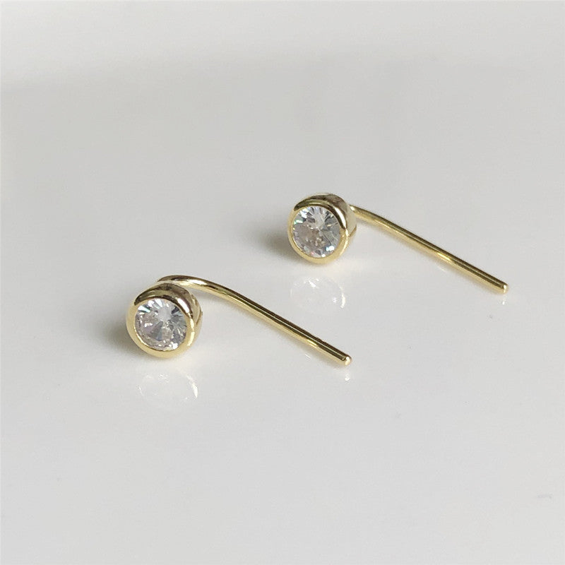 Sier Ear Hook Mini Simple Diamond Single Rings