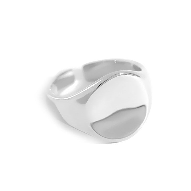 Fashion Geometry Pattern Square Round Smooth Opening Male Rings