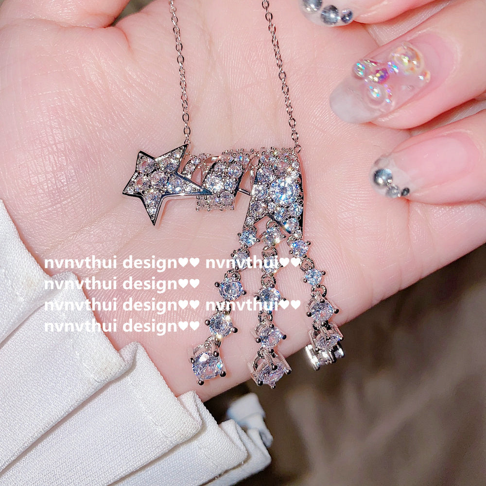 Bright Star Design White Gold Plated Zircon Starry Open Rings