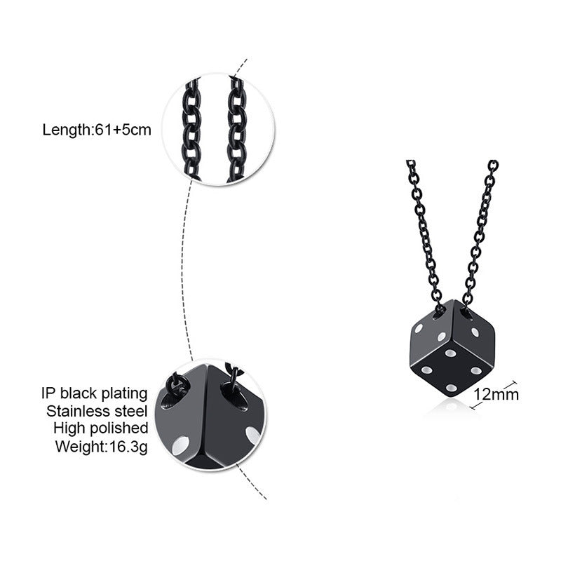 Men's Steel Dice Color Black Hip Hop Necklaces