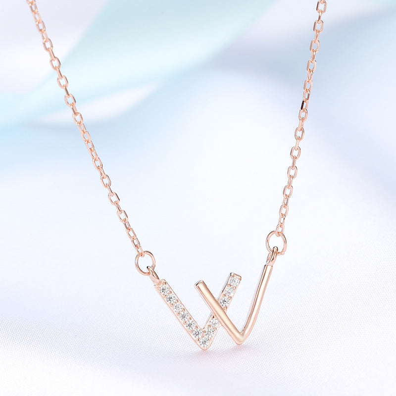 V-shaped Female Simple Design English Letter Necklaces