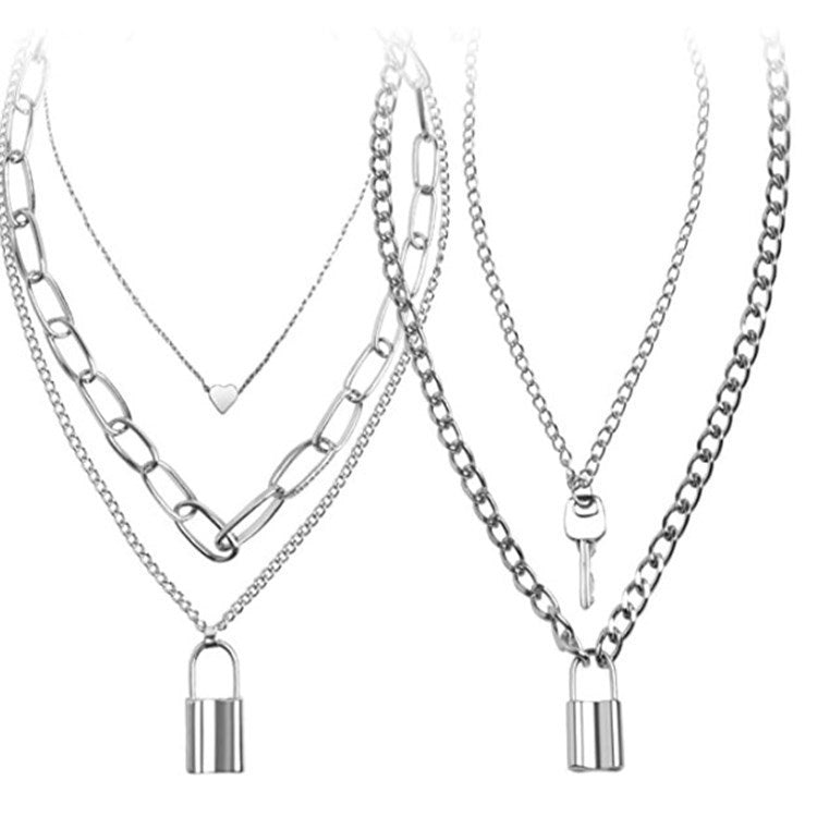 Women's Personality Retro Multiple Peach Heart Chain Sweater Simple Necklaces
