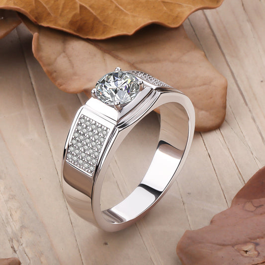 Men's Starry Artificial Diamond Karat Craft Solid Rings