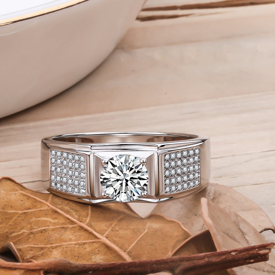 Men's Starry Artificial Diamond Karat Craft Solid Rings