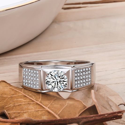 Men's Starry Artificial Diamond Karat Craft Solid Rings