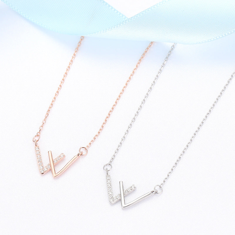 V-shaped Female Simple Design English Letter Necklaces