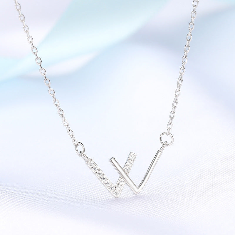 V-shaped Female Simple Design English Letter Necklaces