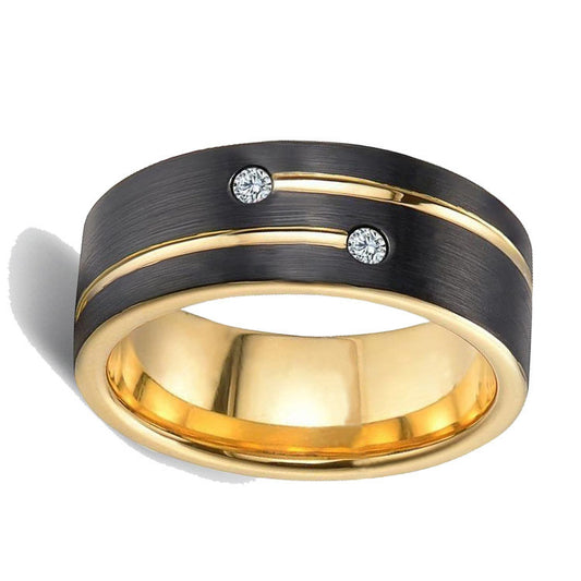 Fashionable Elegant Noble Black Slotted Golden Rings