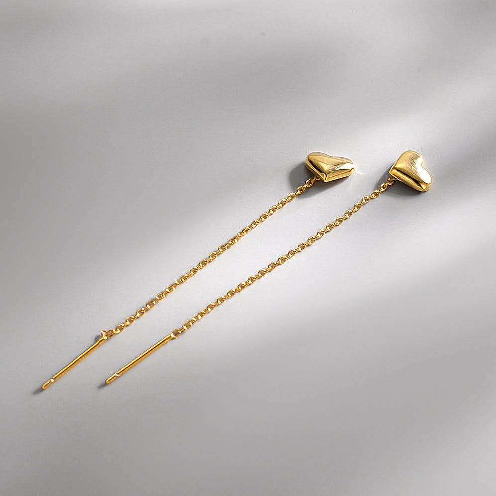 Sterling Sier Heart-shaped Tassel String Temperament Chain Style Lines Rings