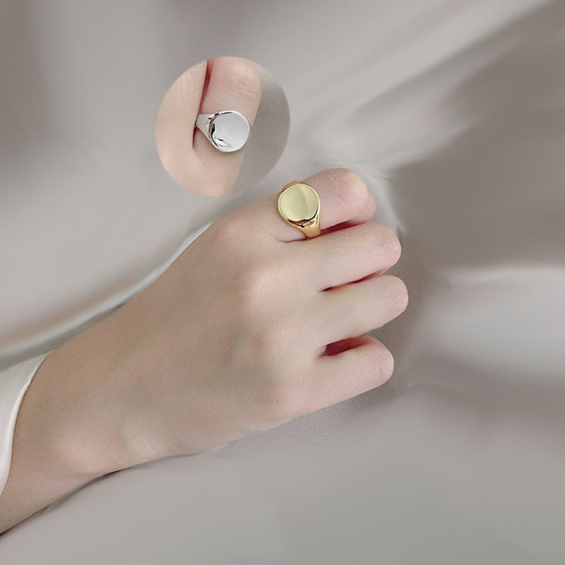 Fashion Geometry Pattern Square Round Smooth Opening Male Rings