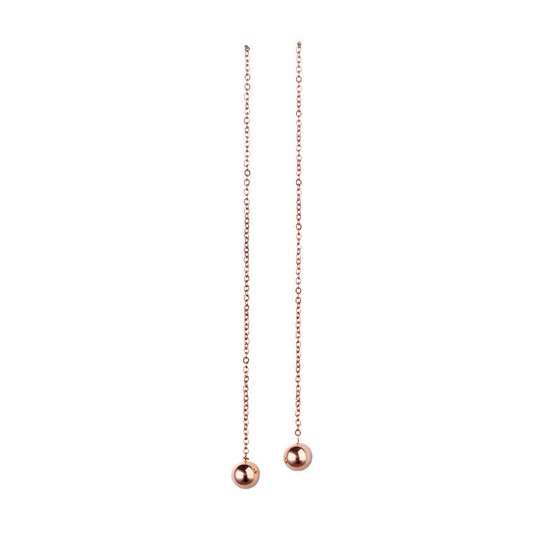 Steel Gold Beads Beanie Female Simple Temperament Eardrops Rings