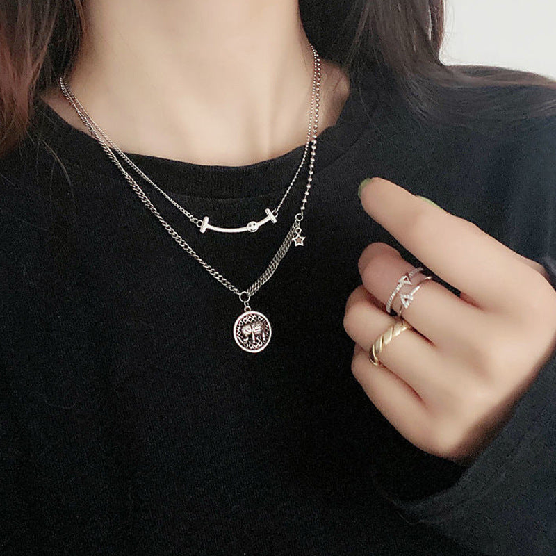 Elephant Round Female Personality Retro Easy Matching Necklaces