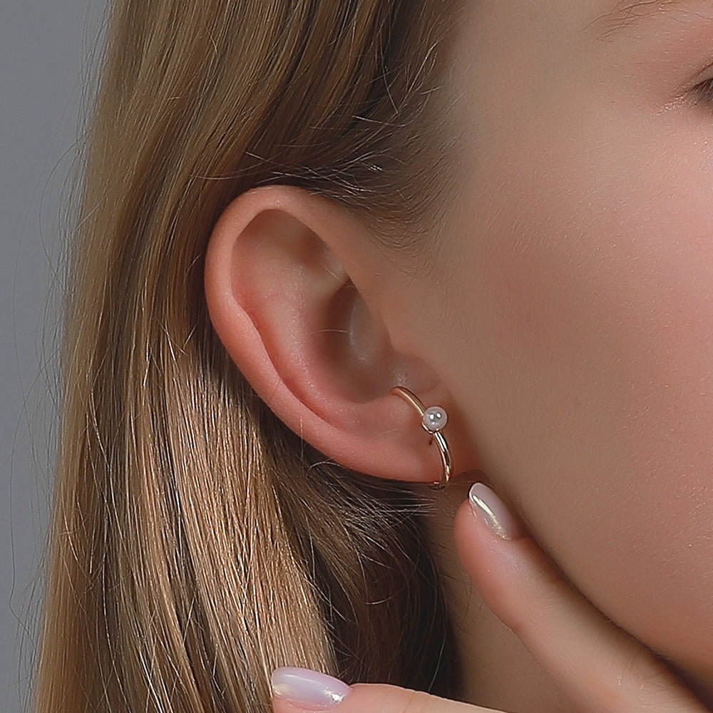 Women's Unique Bone Clips Sweet Trendy Clip Pearl Retro Ear Buckle