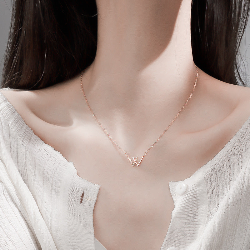 Women's Korean Letter Niche Design Pairs V Light Luxury Clavicle Chain Necklace