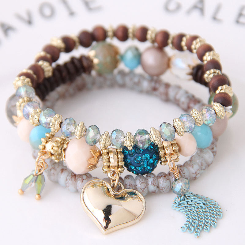 Creative Tassel Crystal Heart Vintage National Bracelets