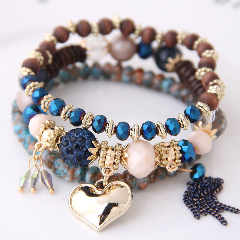 Creative Tassel Crystal Heart Vintage National Bracelets