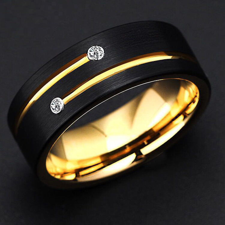 Fashionable Elegant Noble Black Slotted Golden Rings