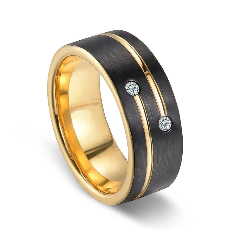 Fashionable Elegant Noble Black Slotted Golden Rings