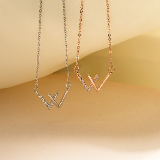 Women's Korean Letter Niche Design Pairs V Light Luxury Clavicle Chain Necklace