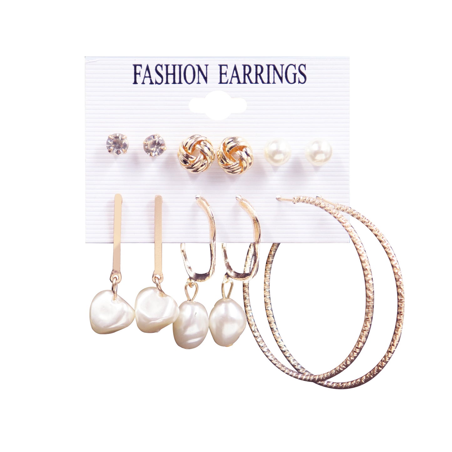 Women's Exaggerated Pearl Crystal Metal Pairs Plate Earrings