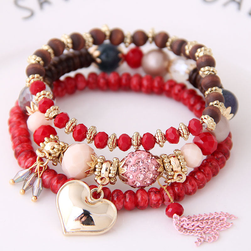 Creative Tassel Crystal Heart Vintage National Bracelets