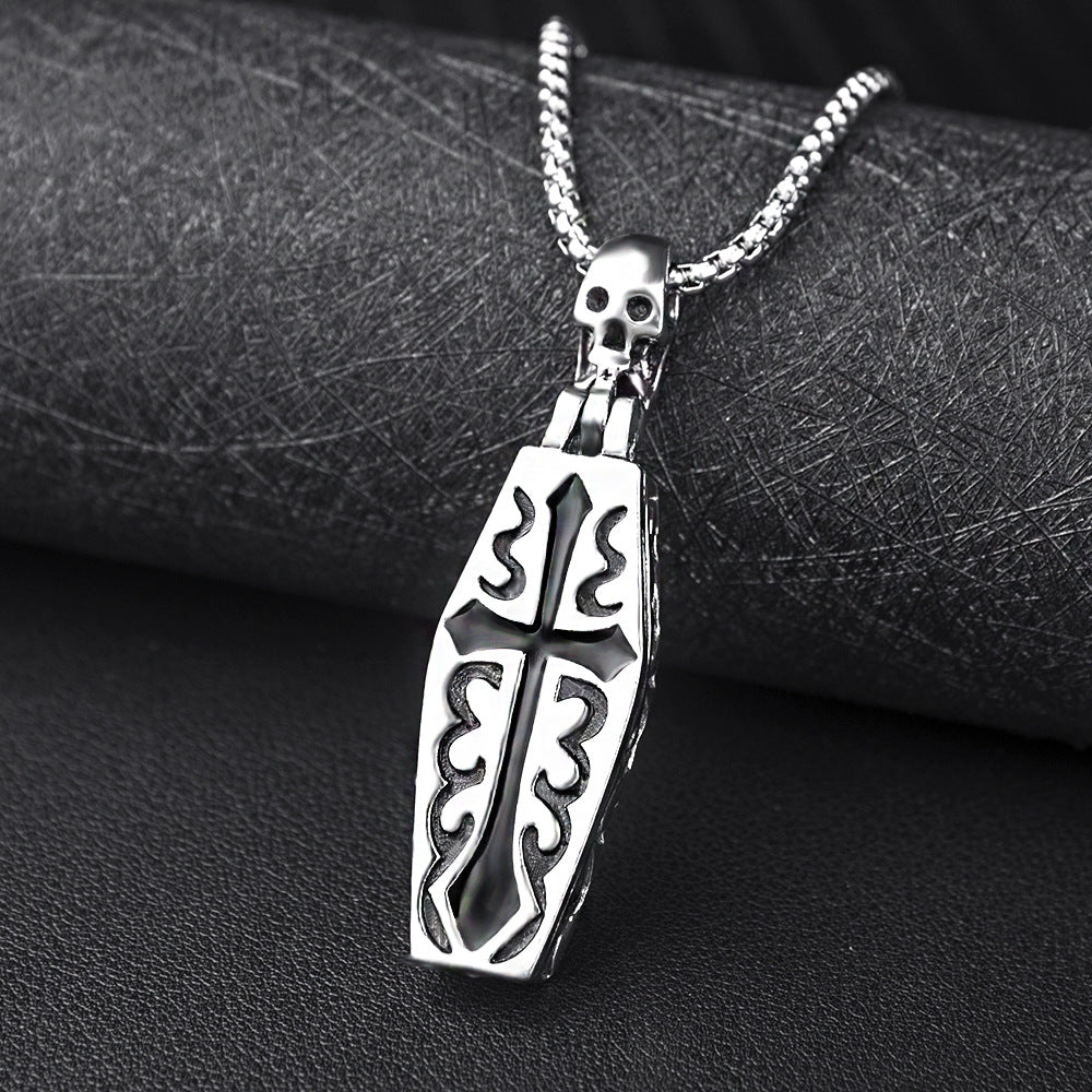 Men's Death Titanium Steel Domineering Coffin Cross Necklace