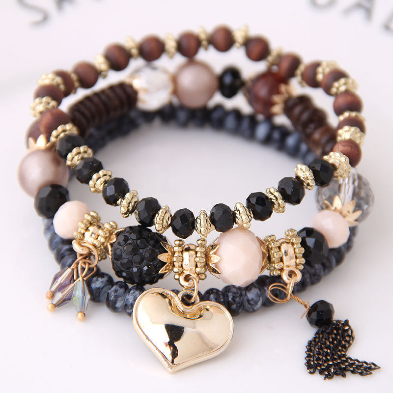 Creative Tassel Crystal Heart Vintage National Bracelets
