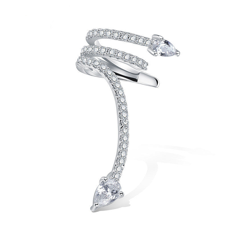 Sier Needle Zircon Spirit Snake Cold Style Personality Strip Snake-shaped Stud Earrings