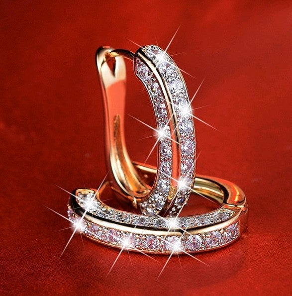U-shaped Geometric Zircon Ear Clip Sparkling Earrings