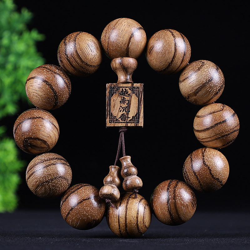 Vietnam White Sand Buddha Beads Small Wooden Paintings Bracelet