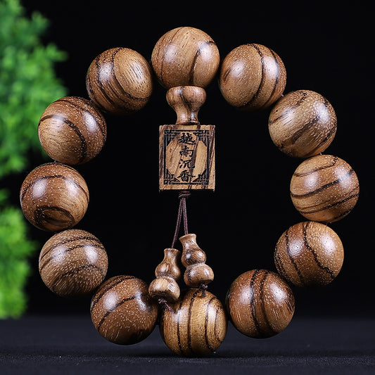 Vietnam White Sand Buddha Beads Small Wooden Paintings Bracelet