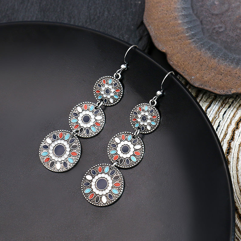 Women's Fashion Cloisonne Vintage Metal Alloy Ethnic Earrings