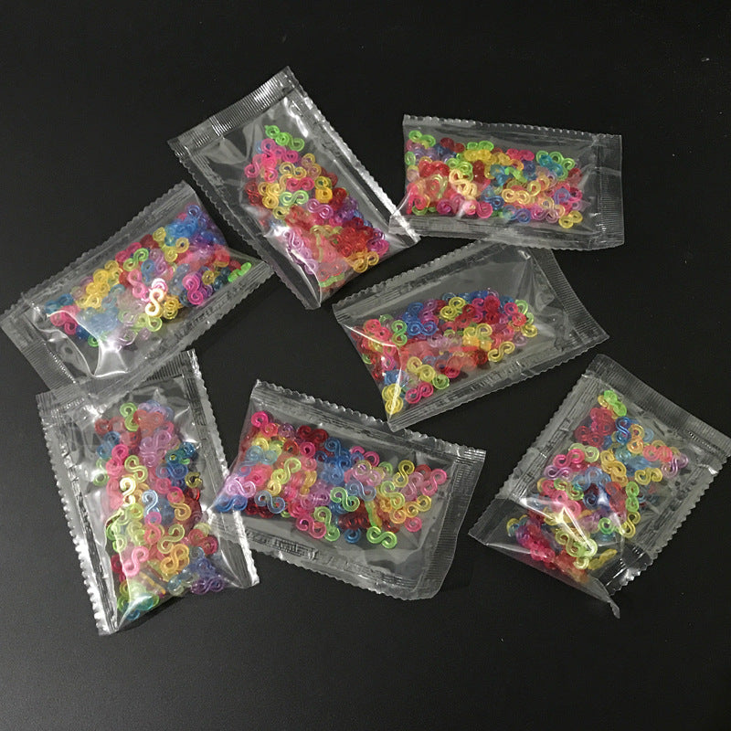 Colorful Plastic Buckle Rainbow Rubber Band Weaving Bracelet