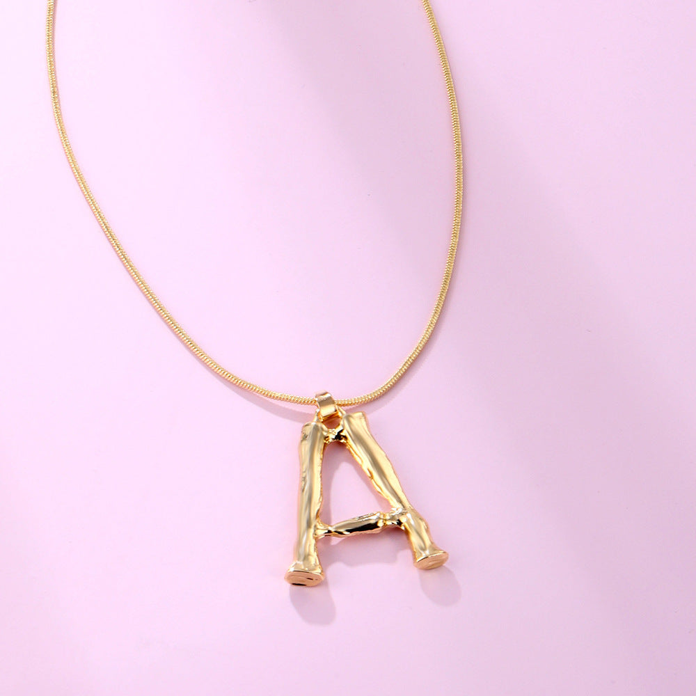 Metal Personality Bamboo Golden English Letter Fashion Necklaces