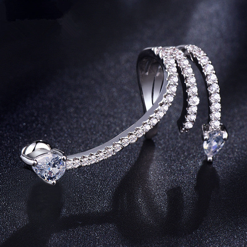 Sier Needle Zircon Spirit Snake Cold Style Personality Strip Snake-shaped Stud Earrings