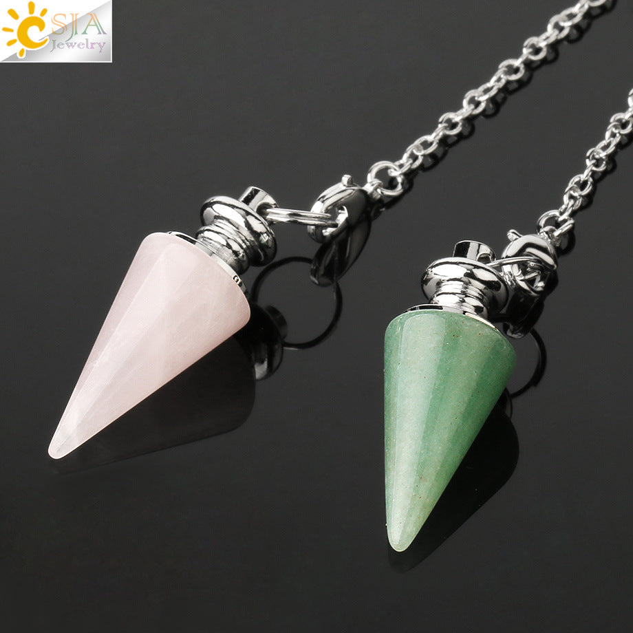 Pink Crystal Green Aventurine Stone Head Pendants