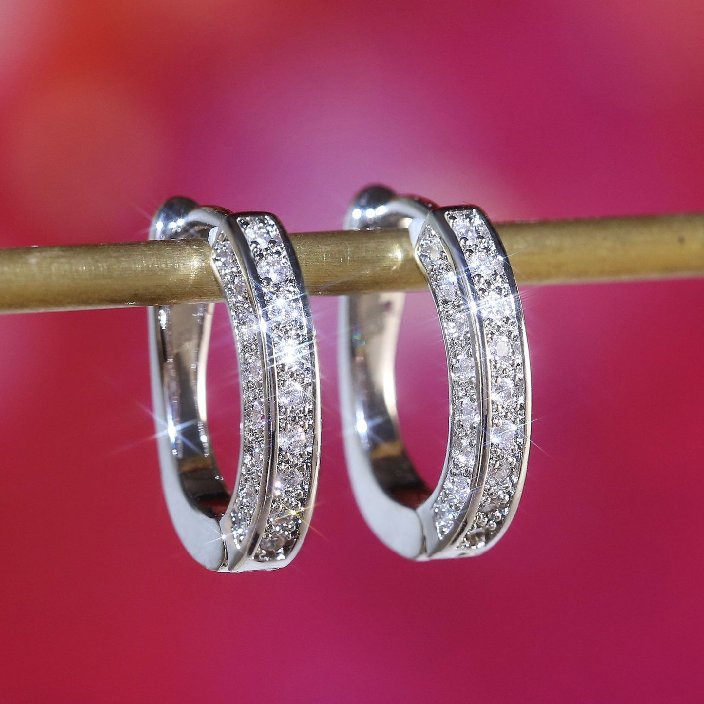 U-shaped Geometric Zircon Ear Clip Sparkling Earrings