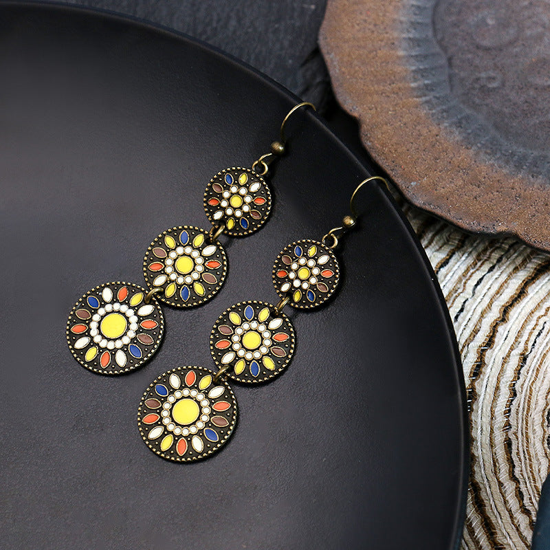 Women's Fashion Cloisonne Vintage Metal Alloy Ethnic Earrings