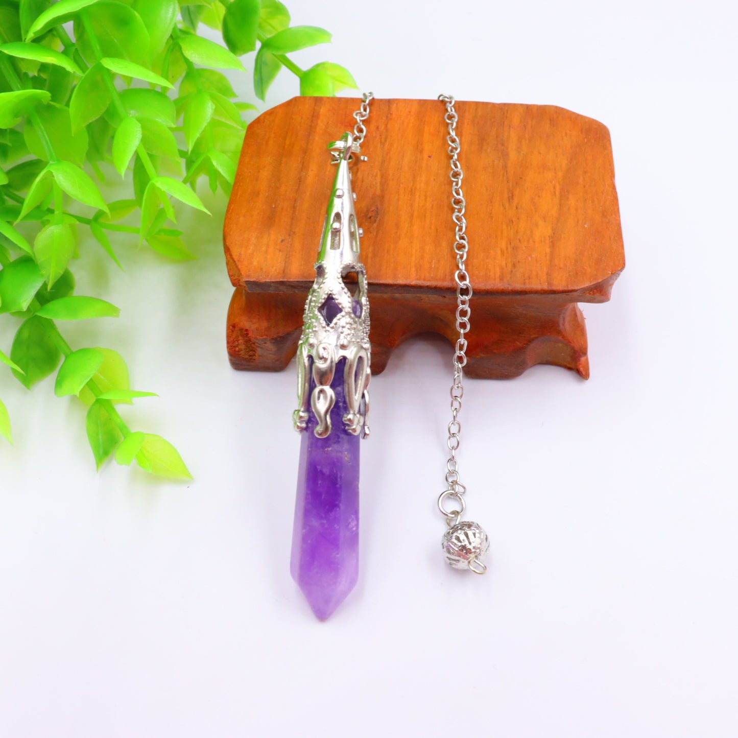 Prism Bullet Amethyst Spiritual Pendulum Meditation Necklaces