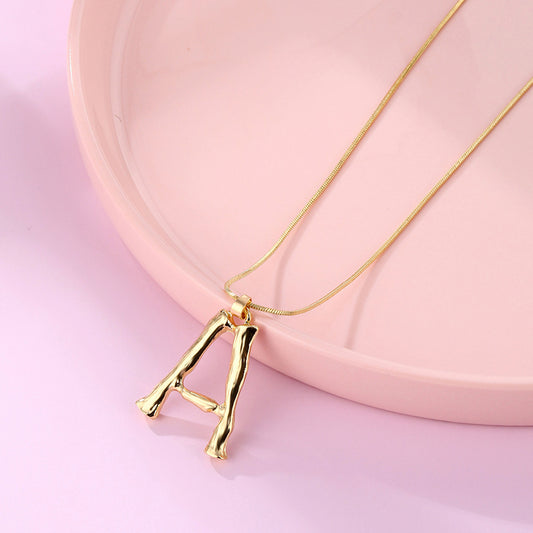 Metal Personality Bamboo Golden English Letter Fashion Necklaces