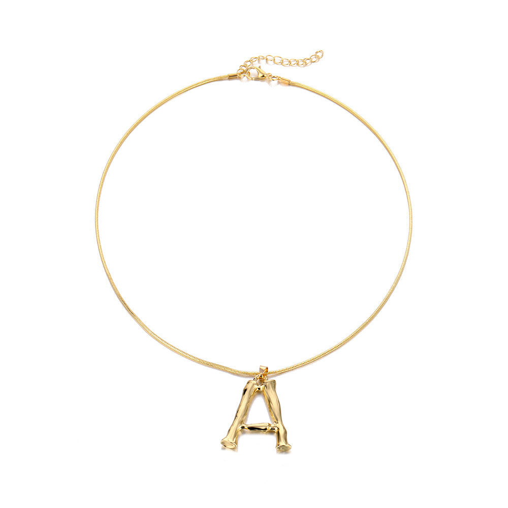 Metal Personality Bamboo Golden English Letter Fashion Necklaces