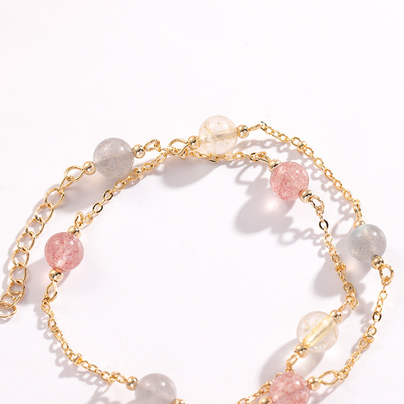 Women's Rainbow Crystal For Strawberry Moonstone Attracting Male Stable Bracelets