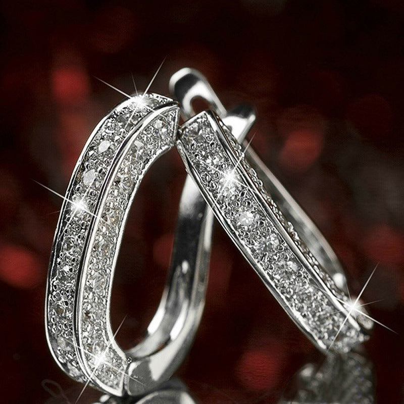 U-shaped Geometric Zircon Ear Clip Sparkling Earrings