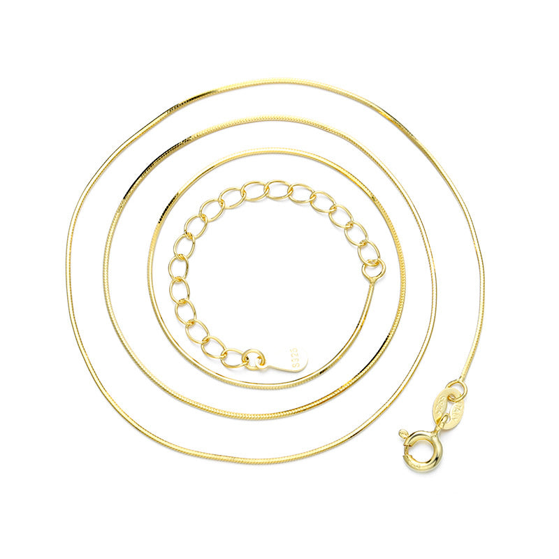 Sier Octagonal Snake Bones Chain Gold Necklaces